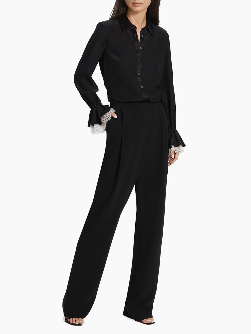 Cinq à sept Juliet Wrap-Front Straight-Leg Trousers Black Pants